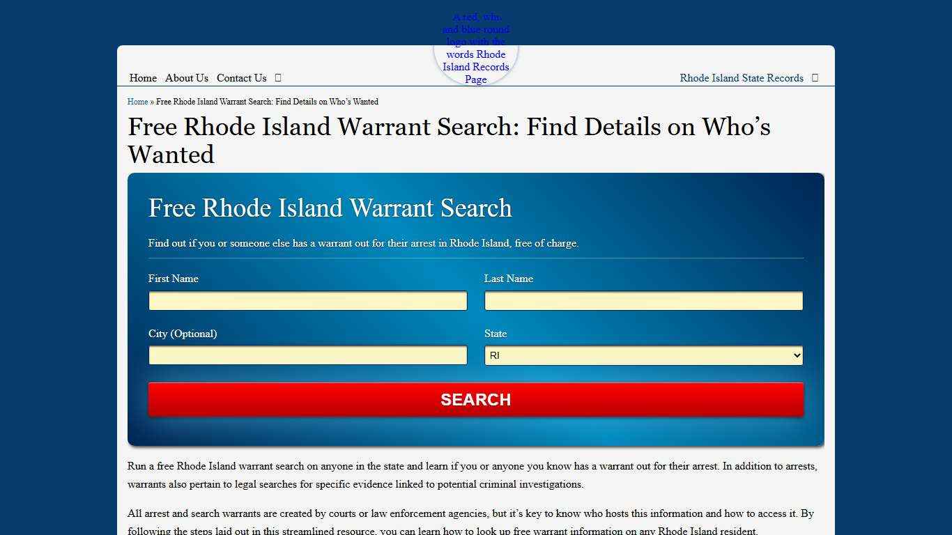 Free Rhode Island Warrant Search: Find Details on Who's Wanted